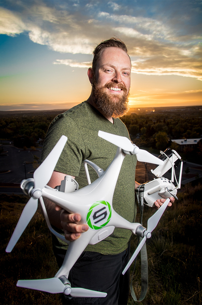 Anthony Stengel holding drone